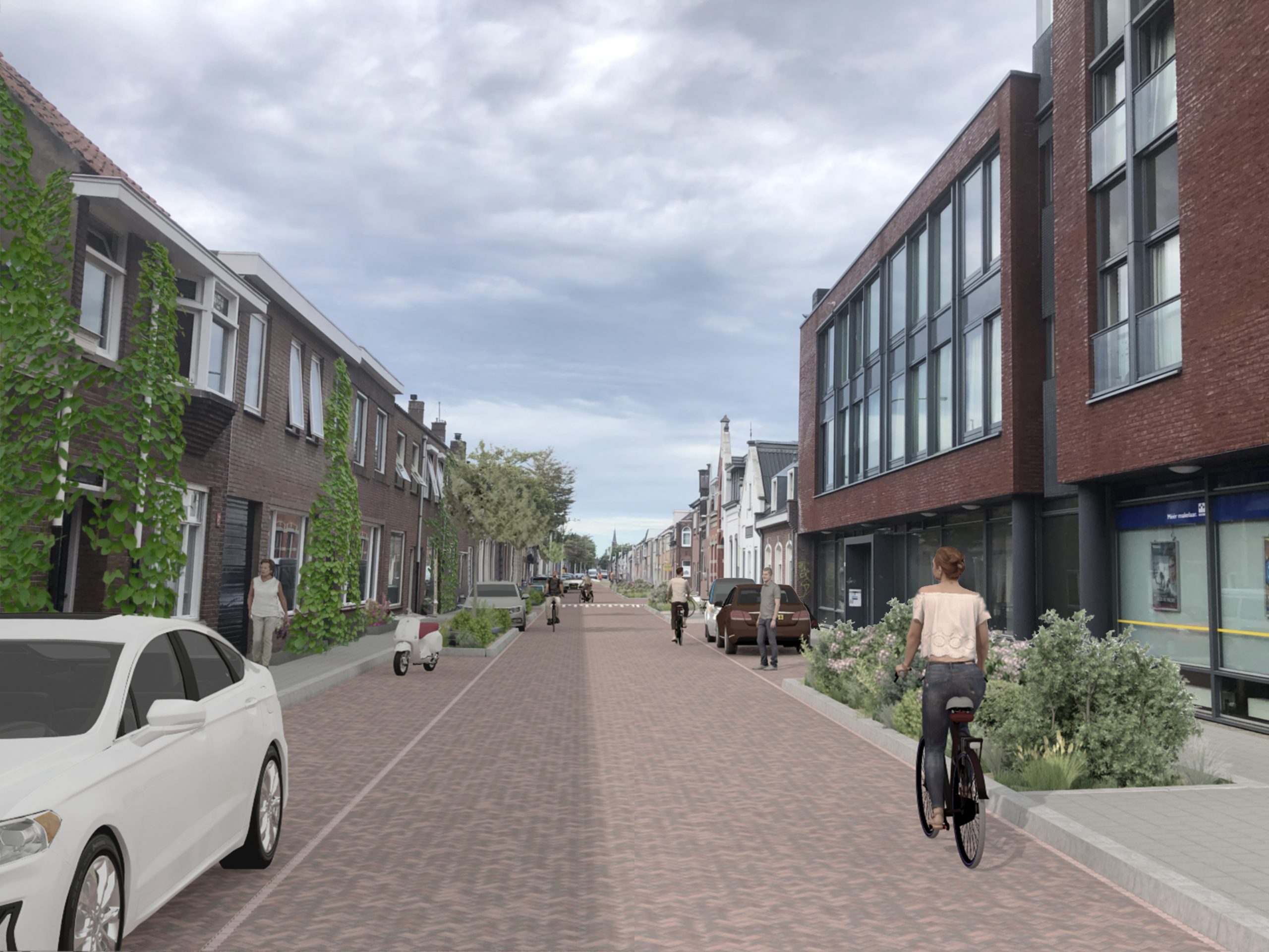 Visualisatie van het ontwerp voor de Lange Nieuwstraat dichtbij Besterdring